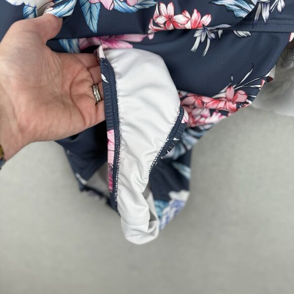 Venus One Piece Swimsuit Size 6 Bathing Ruffle Bandeau Off Shoulder Floral Grey - Picture 5 of 8